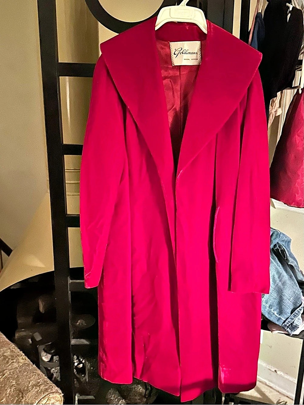 Vintage red velvet opera coat